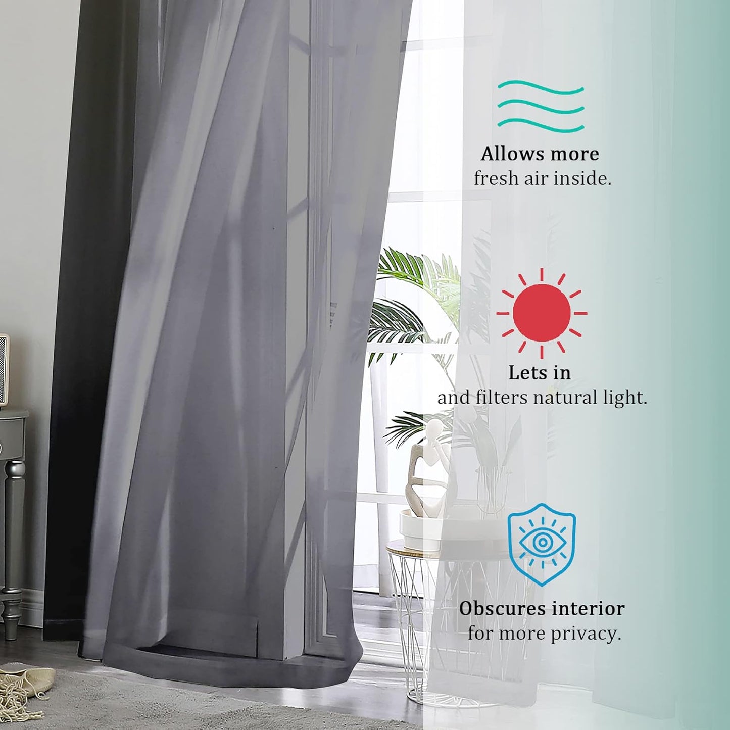 OWENIE Sheer Curtains 84 inches Long 2 Panels Set for Living Room/Bedroom, Rod Pocket Voile Sheer Panel Drapes, White, 2pcs, Each 42" W x 84" L - Colors B