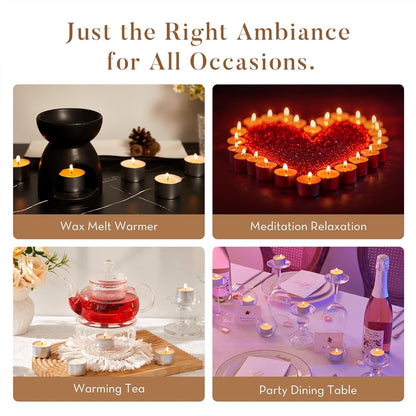 Ashlux Unscented Palm Tea Lights Candles 100 Pack Bulk, 4.5 Hours Long Burning White Tea Lights,Non-Paraffin, Smokeless, Mini Tealight Votive Candles for Wedding, Christmas Lights, Party, Christmas