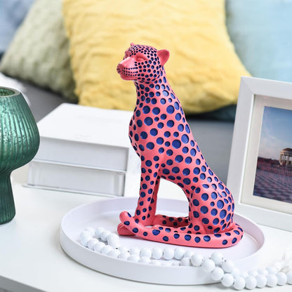 Quoowiit Bird Figurine, Modern Sculpture and Statues for Home Decor, Animal Statues for Bookshelf, Table, Entryway, Fireplace, Resin Decorative Sculpture with Chic Polka Dots Art Design (White)