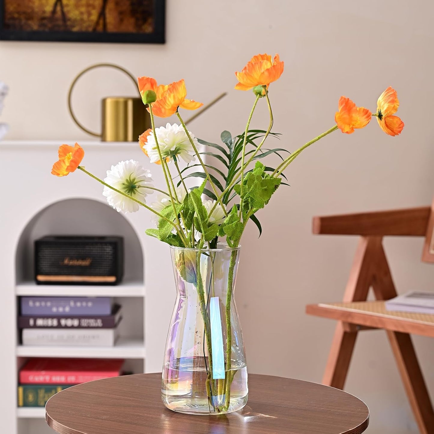 8 inch Clear Glass Flower Vases for Centerpiece Table Home Indoor Desk Decor,Ins Modern Boho Style Vase for Wedding Housewarming Gift