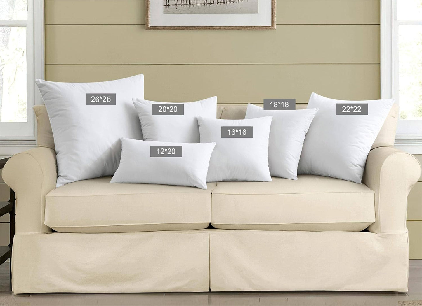 puredown® Euro Pillow Inserts 24 x 24 (Pack of 2, White), Feather Down Pillow Stuffer, White Throw Pillows for Bed, Couch, and Cushion