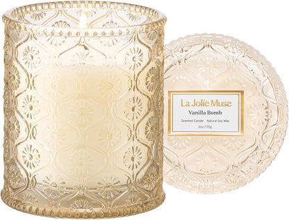 LA JOLIE MUSE Santal Rose Scented Candle – Saffron, Rose & Leather | 6 oz Natural Soy Wax | 40 Hours Clean Burn | Self Care Gifts for Women | Elegant Home Decor