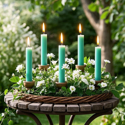 12-Pack Olive Green Taper Candles, 10 Inch Unscented Dripless Candlesticks, Long-Lasting Burn Time of 7-8 Hours, Perfect for Christmas Home Décor Spring and St. Patrick's Day
