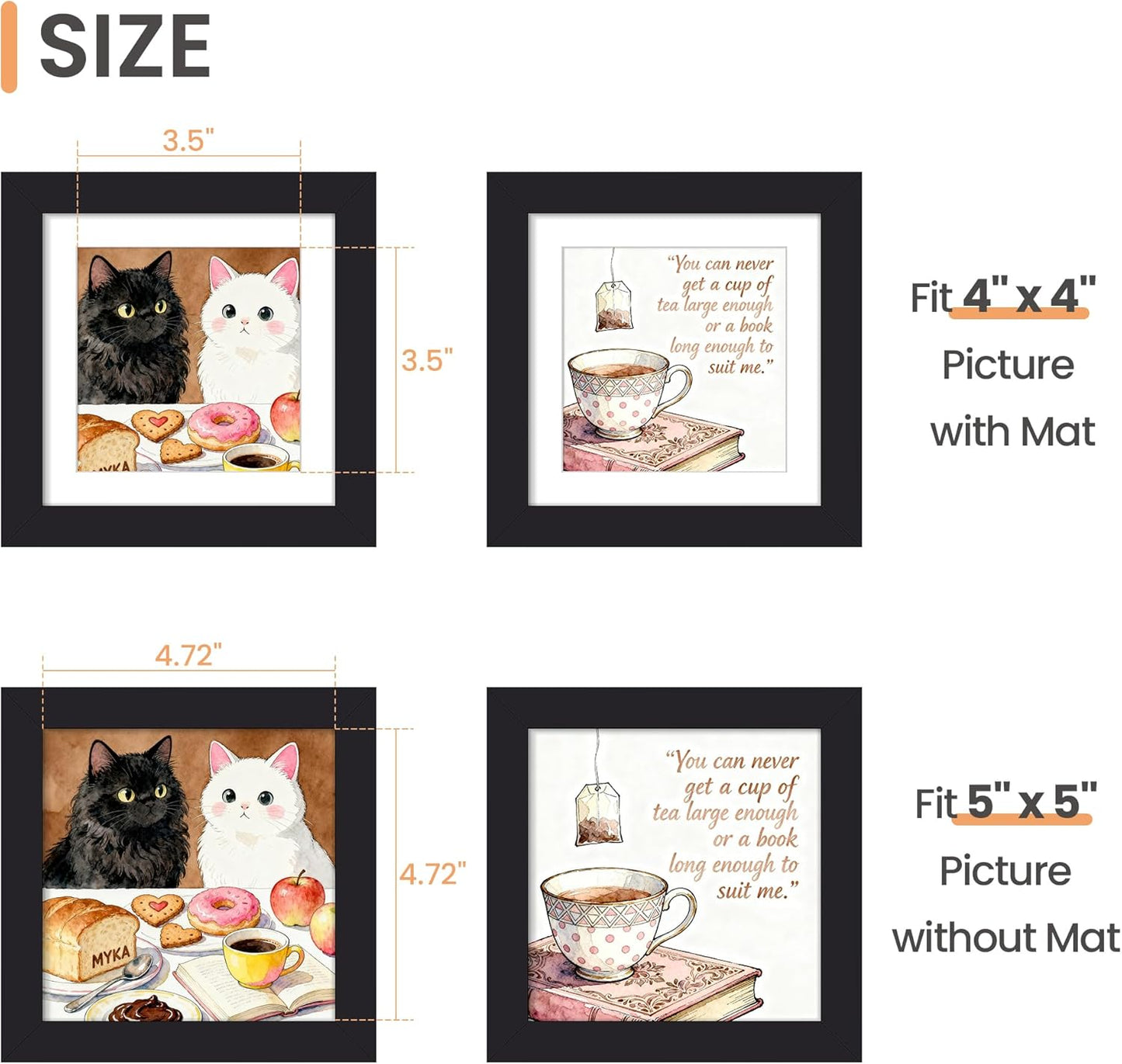 upsimples 8x10 Picture Frame, Display Pictures 5x7 with Mat or 8x10 Without Mat, Wall Hanging Photo Frame, Black, 1 Pack - Colors B