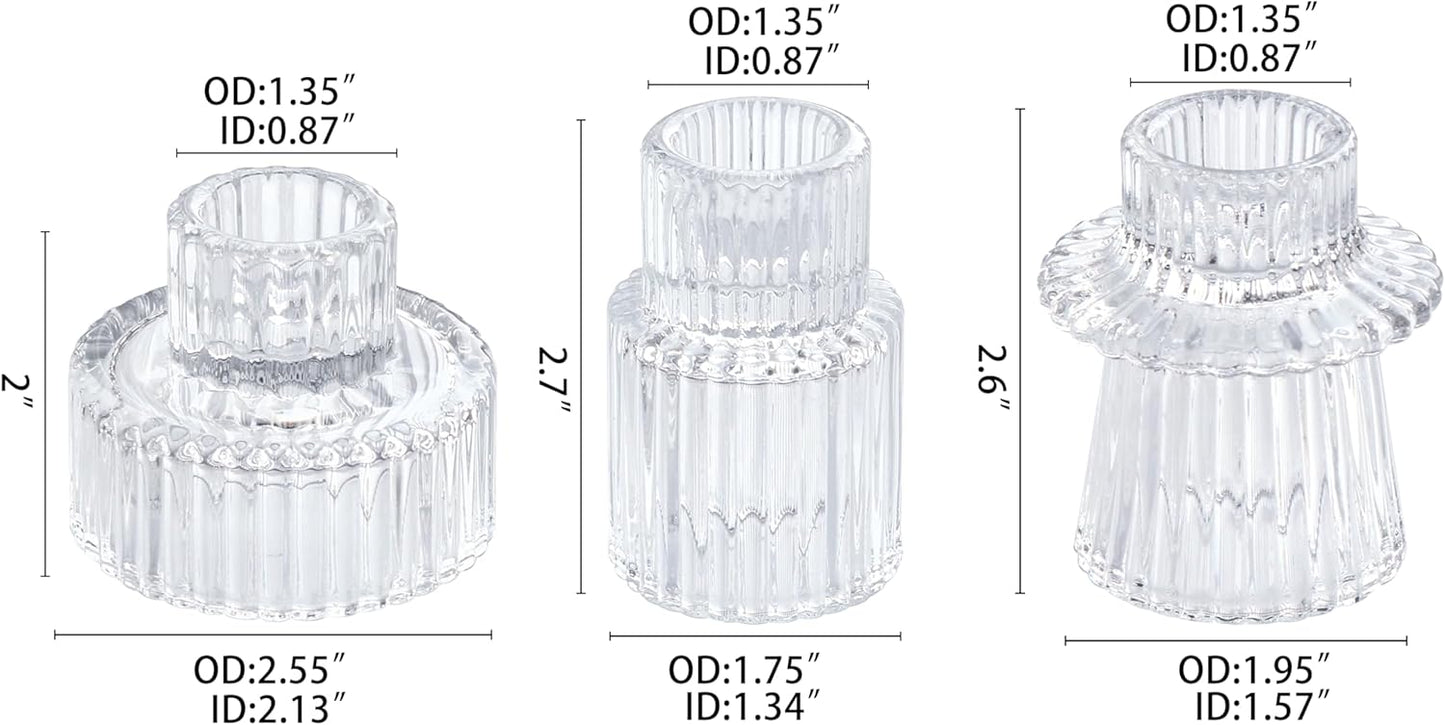 Vixdonos Taper Glass Candlestick Holders Tealight Candle Holders for Table Centerpieces, Wedding Decor and Dinner Party (6 Pcs, Green)