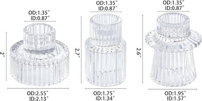 Vixdonos Taper Glass Candlestick Holders Tealight Candle Holders for Table Centerpieces, Wedding Decor and Dinner Party (6 Pcs, Green)