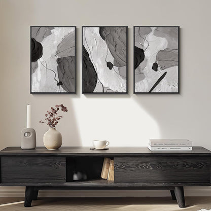 Large Framed Black and White Abstract Wall Art for Living Room, 3 Piece Big Modern Canvas Prints Paintings Artwork for Walls, Minimalist Abstract Art Pictures for Hallway, Office Wall Decor 24x36 In