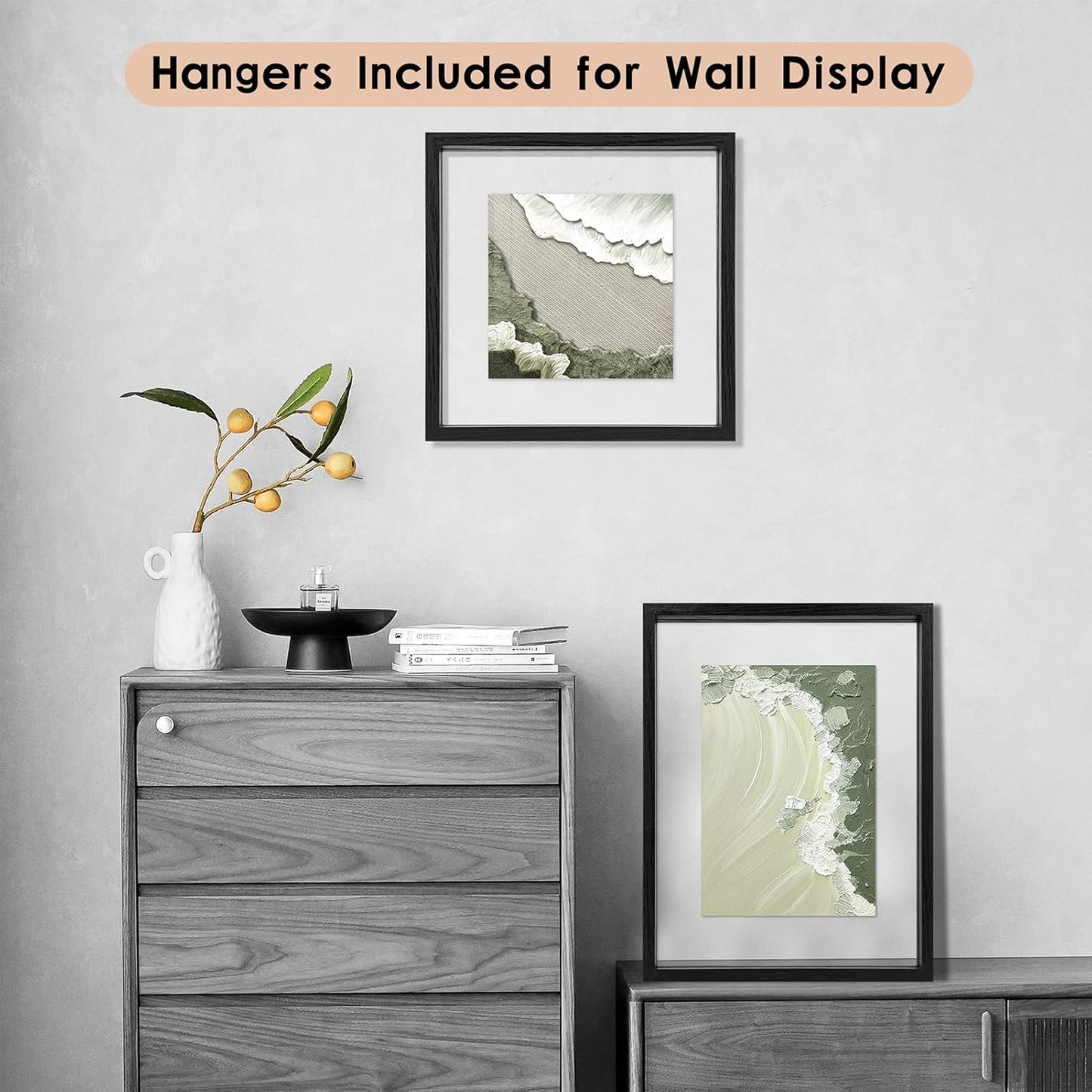 MUYE 11x14 Floating Frame Set of 2,Double Glass Rustic Frame,Display Any Size Photo up to 11x14,Wall Mount or Tabletop Standing,Natural