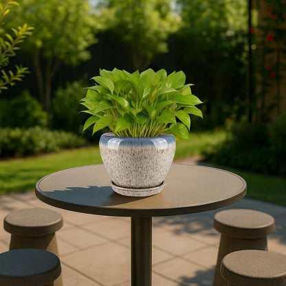 Deep Dream 6 Inch Plant Pots- Ceramic Planter Pot with Drainage Hole and Saucer, Round Flower Pot for Indoor Outdoor Succulent, Snake Plants and Cactus, Blue