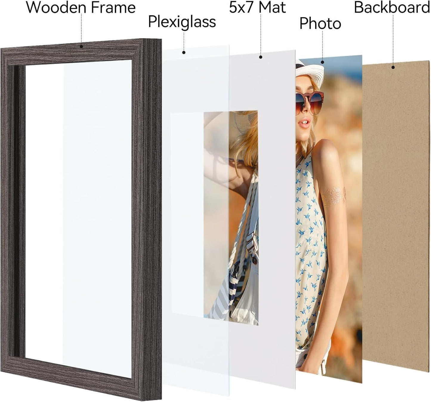 Vittanly 11x14 Picture Frame, Display Pictures 8x10 with Mat or 11x14 without Mat, Photo Frame for Wall Mounting, Black, 1 Pack - Colors B