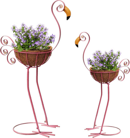 COOZZYHOUR Metal Peacock Planter with Fiber Basket -Garden Bird Planters for Outdoor Indoor Lawn,Yard,Porch,Patio, Garden Decorations（Set of 2）