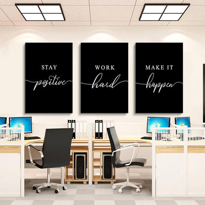 Inspirational Canvas Painting Wall Art -EPHANY ART,Mindset Quotes Prints, Success Framed Entrepreneur Poster Positive Quotes Wall Poster for Home Office Workplace (M-3pcs,12x16inchx3pcs)