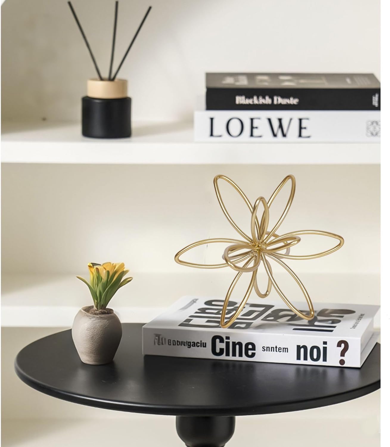 Modern Geometric Round Sculpture Gold Knot Statue Decor Tabletop Sculpture and Figurines Round Decorative Ornaments Knick Knacks Home Decor for Shelves Coffee Table Bookshelf Decoration Gifts