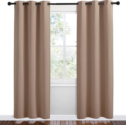 NICETOWN Halloween Pitch Black Solid Thermal Insulated Grommet Blackout Curtains/Drapes for Bedroom Window (2 Panels, 42 inches Wide by 63 inches Long, Black) - Colors D