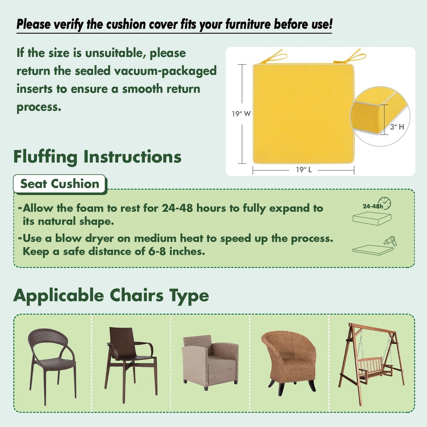 MIULEE Beige Outdoor Bench Cushion Set of 1, 48x18x3 Inch Waterproof Patio Seat Cushions for Swing and Outdoor Furniture Couch Sofa, 3 Year Color Fastness High Density Foam with Adjustable Ties