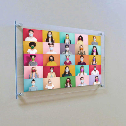 Azar Displays,105536, Floating Acrylic Wall Frame with Silver Hardware Stand Off Caps, Clear Hanging Photo Frame Display Mount with Frameless Border, Glass-Like Frame for Large Prints, 24" x 36"