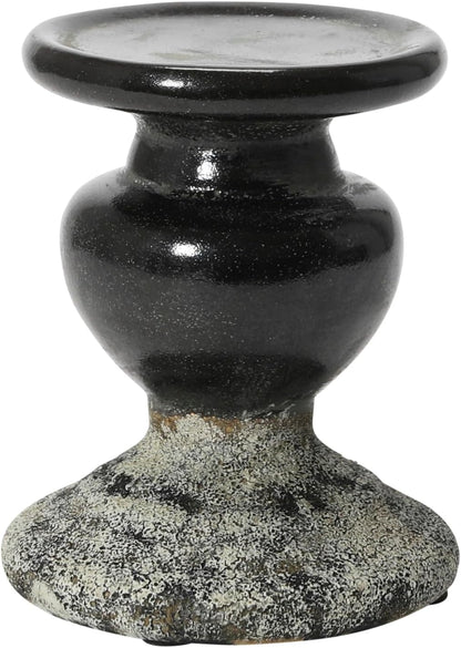 Creative Co-Op Small Distressed Blue Terracotta Pillar Candle Holder