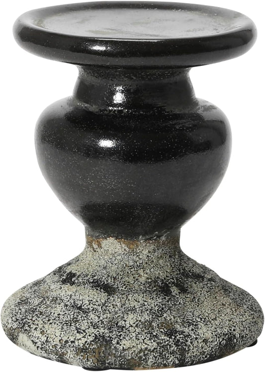 Creative Co-Op Small Distressed Blue Terracotta Pillar Candle Holder