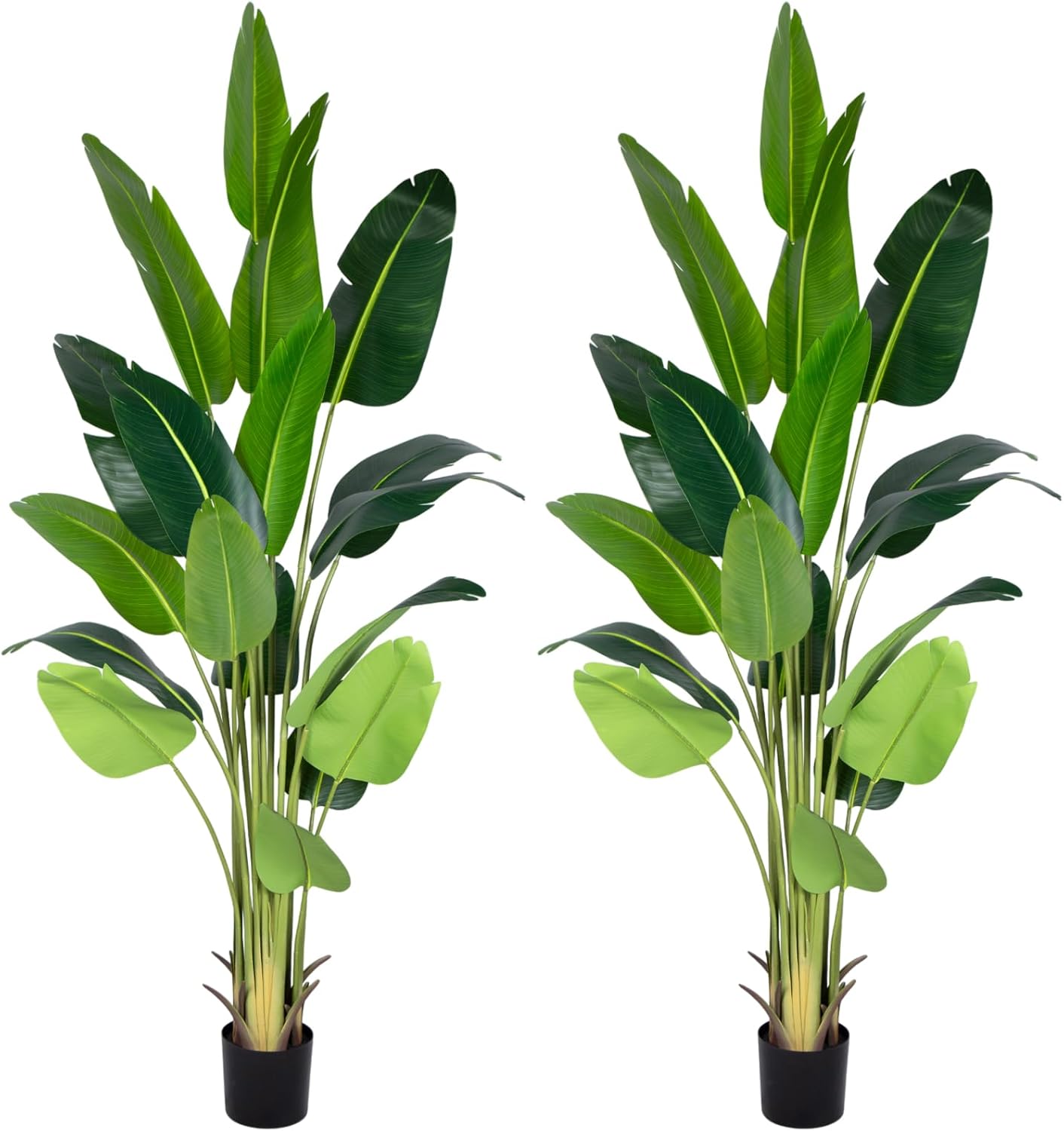 Artificial Bird of Paradise Plant 5.2Ft Fake Tropical Palm Tree with 10Trunks Faux Banana Leaf Trees in Pot for Home Indoor Outdoor Office Modern Decor Housewarming Gift（1Pcs）