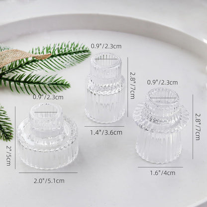 Brown Candlestick Holders 12PCS Ribbed Glass Taper Candle Holders Set for Tealight Candlestick Candles, Table Centerpieces for Thanksgiving Christmas Farmhouse Decor Indoor and Outdoor