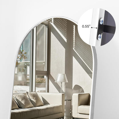 Mirror Full Length, 71"x26" Arched Full Length Mirror, Arch Mirror with Stand, Large Standing Mirrors, Oversized Full Body Mirrors with Aluminum Frame for Bedroom, Living Room (White)