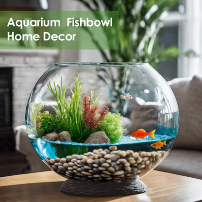 Slant Cut Bowl Glass, Glass Fish Bowl Vase, 6" Height x 7" Width Fruit Jar, Candy Dish, Clear Terraium, Flower Centerpiece