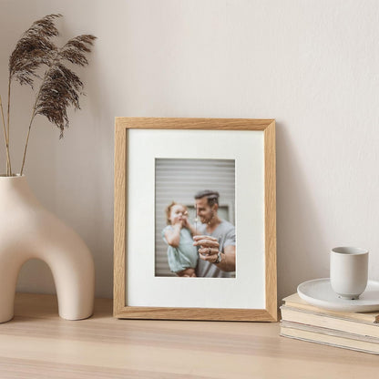 5x7 Picture Frame, Solid Oak Wood 5 x 7 Photo Frame with Mat to 4x6, 7x5 Picture Frames for Wall and Tabletop Display, (Walnut Set of 1)