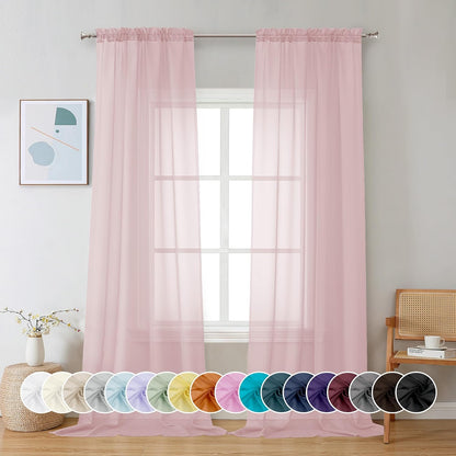 Chyhomenyc Sheer White Valances for Windows 2 Pack, Small Window Curtains for Living Room Bathroom Cafe Laundry Basement, Modern Top Dual Rod Pocket Voile Curtain, 42W x 14L inches, White - Colors C