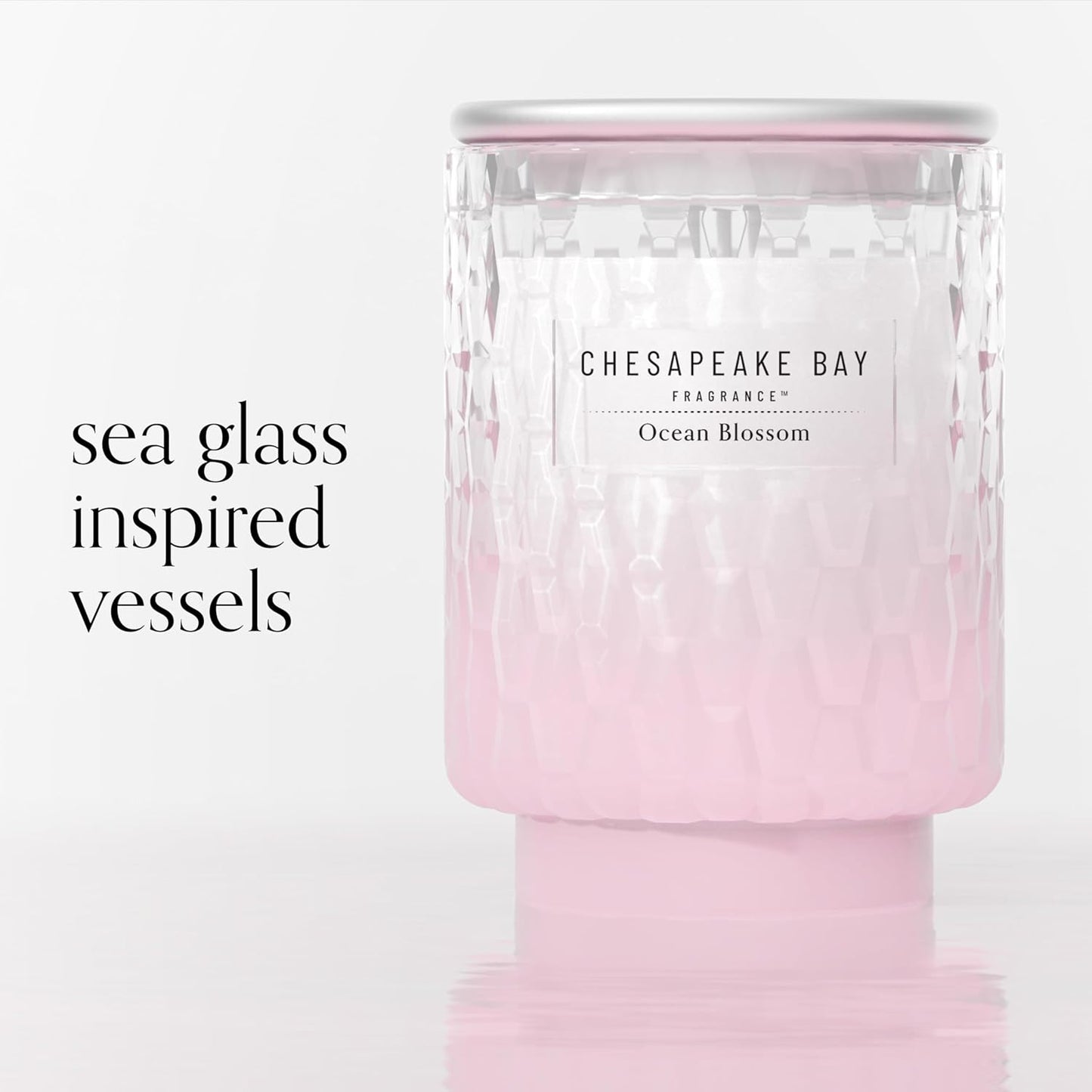 Chesapeake Bay, 11oz Marine Drift Scented Candle, Mood Evoking Fragrance, Textured Sea Glass-Inspired Jar, Premium Soy Blend Wax with Essential Oils, Coastal Fragrance for Home Décor or Gifting