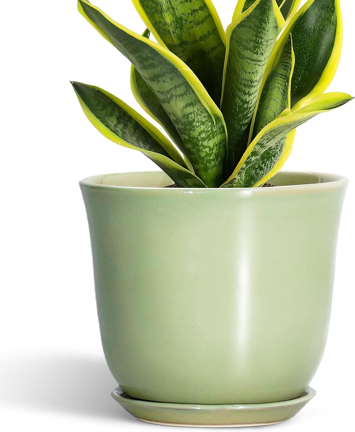 Ceramic Plant Pots - 12 Inch Pots for Plants Indoor Outdoor, Large Round Planter with Drainage Hole and Saucer, Modern Decorative Flower Pot, Home Garden Decor, House Warming Gifts, Blue