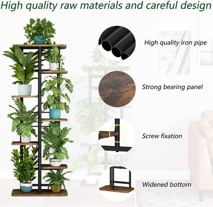 LINZINAR Plant Stand Indoor 4 Tier 5 Potted Multiple Plant Shelf Stands for Garden Corner Balcony Living Room Black