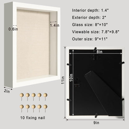 12x16 Large Shadow Box Picture Frame Display Case with Soft Linen Back, White Wooden Memory Shadow Box Frame with Tempered Glass Cover for Wall Display