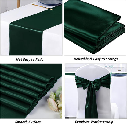 SiinvdaBZX 4 Pcs Royal Blue Satin Table Runner 12 x 108 inches Long, Bright Smooth Satin Wedding Table Runner Decorations for Birthday Parties, Buffet, Banquets, Graduations, Engagements