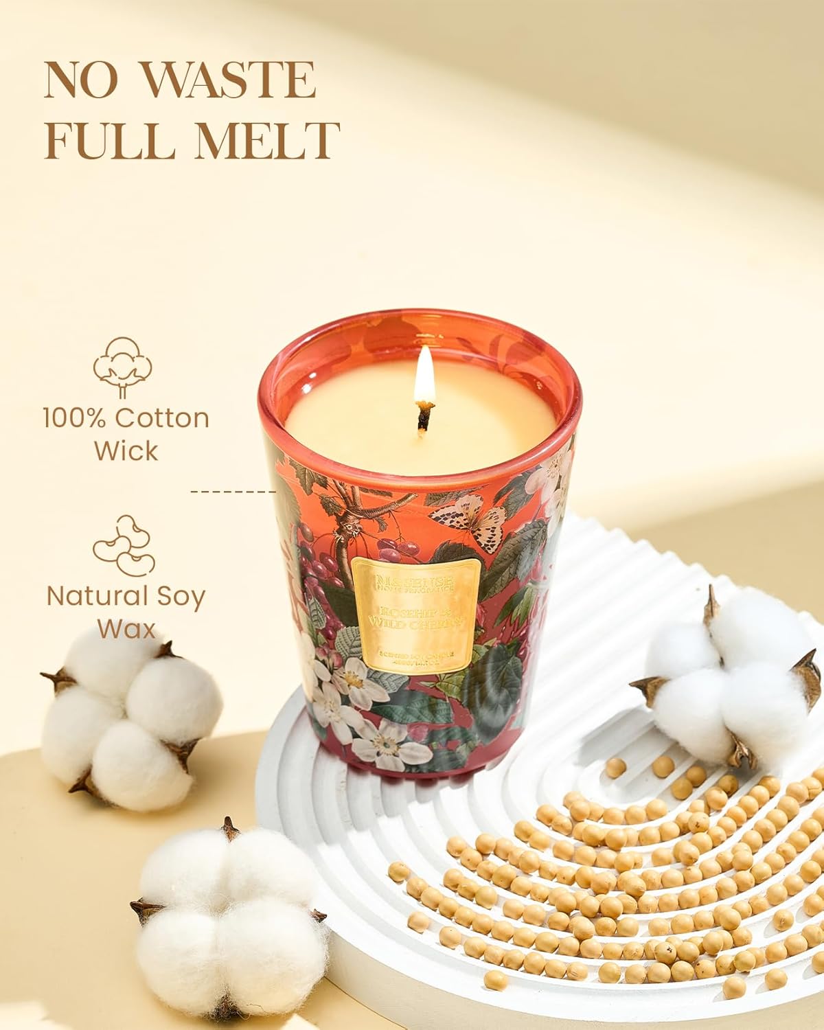 M&SENSE Jasmine Candles Highly Scented 3 Wick 35oz 150 Hours Burn Extra Large Jar Candles for Women, Natural Soy Wax Aromatherapy Candle for Stress Relief, Meditation, Yoga, Spa - Colors B
