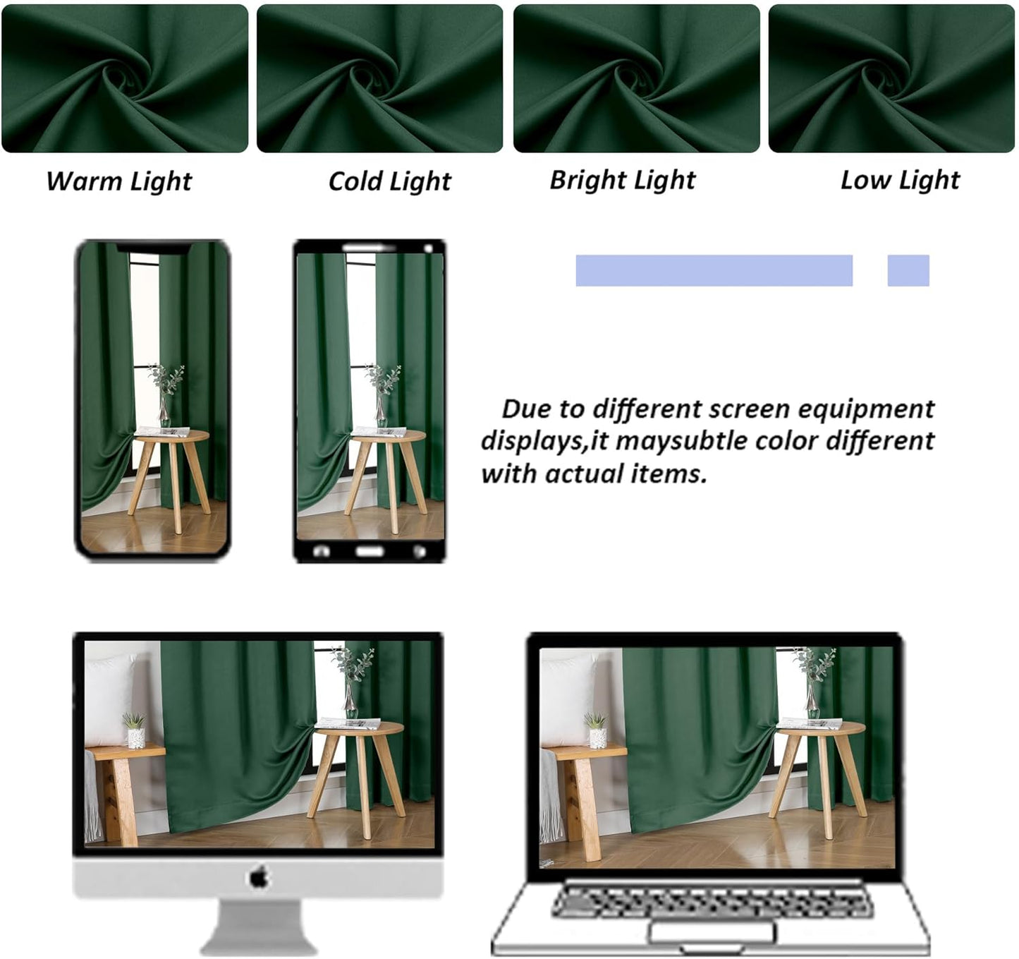 Simplebrand Ava Sage Green Blackout Curtains for Bedroom 63 Inch Length 2 Panels Set, Solid Thermal Insulated Energy Saving Rod Pocket Window Treatment Curtains Blackout Drapes, W40 x L63 Inch, Sage - Colors B