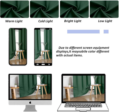 Simplebrand Ava Sage Green Blackout Curtains for Bedroom 63 Inch Length 2 Panels Set, Solid Thermal Insulated Energy Saving Rod Pocket Window Treatment Curtains Blackout Drapes, W40 x L63 Inch, Sage - Colors B