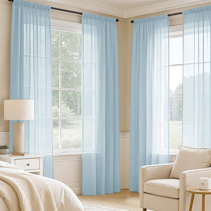 MIULEE White Sheer Curtains 84 Inches Long, 4 Panels Set, Light Filtering Rod Pocket Voile Drapes for Living Room and Bedroom, Airy Soft Fabric Window Treatments, 42 x 84 Inches