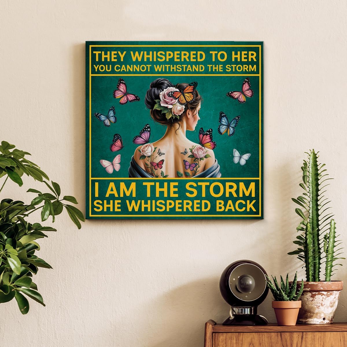 Inspirational Farmhouse Canvas Print Wall Art Decor One Small Positive Thought in the Morning Can Change Your Whole Day Sign Painting Plaque Rustic Home Decoration (8 X 8 Inches, Framed)
