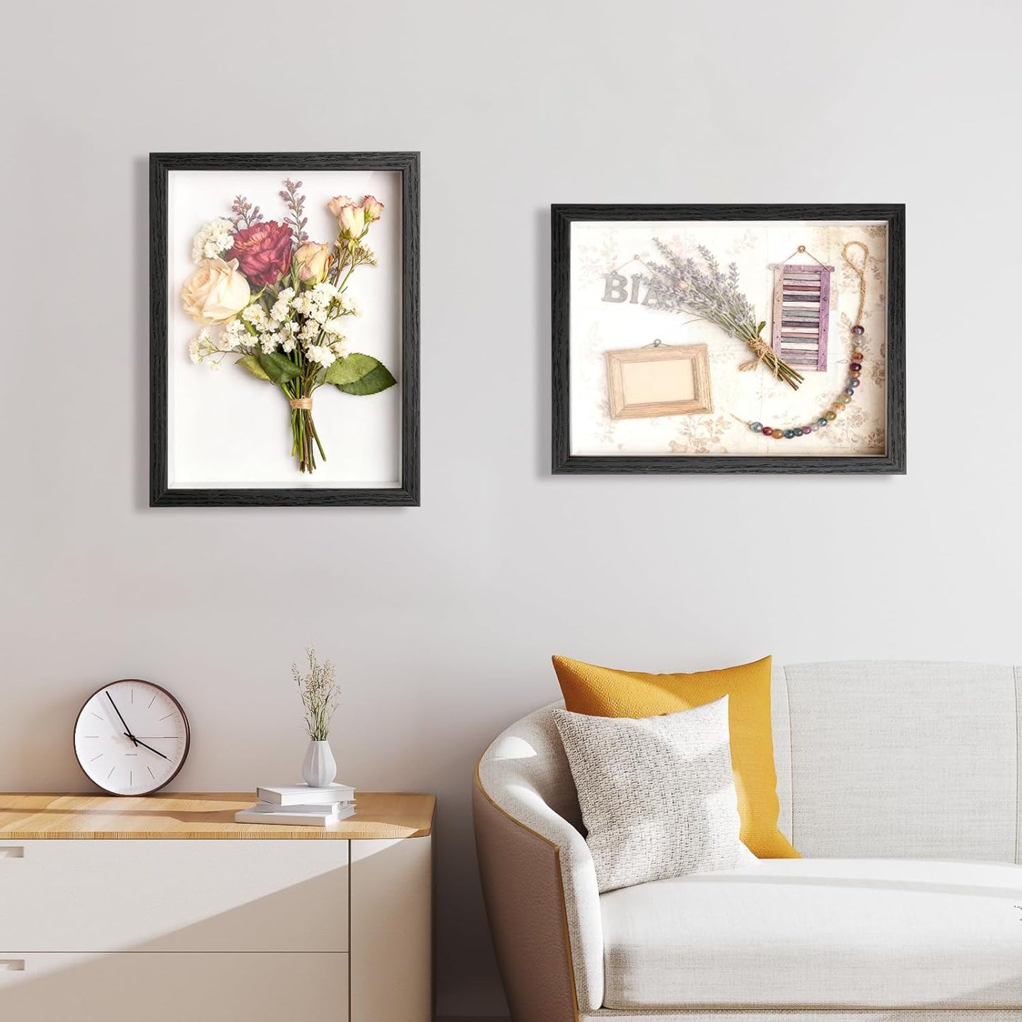 Shadow Box Frame 8x10 - 3 Pack Wood Deep Shadowbox with Glass Shadow Boxes Display Cases Suitable for Photos, Dried Flowers, Handicrafts Picture Frames for Wall (Black)
