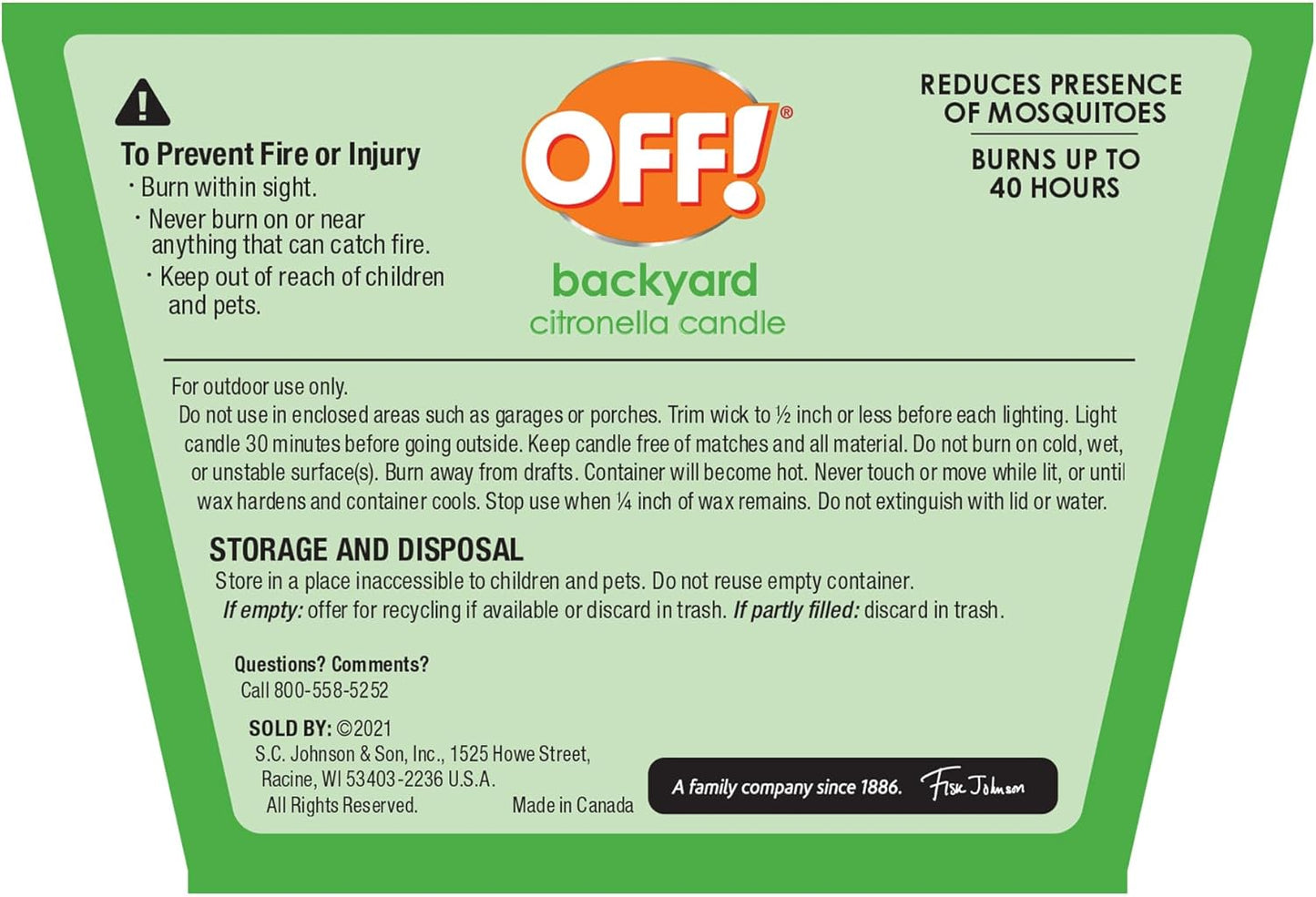 OFF! Backyard Citronella Scented Candle, Ambiance Enhancing Centerpiece, Burns for up to 25 Hours, 8 oz (Pack of 2)