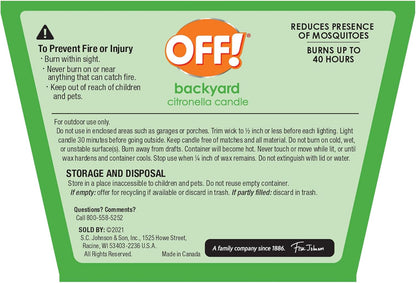 OFF! Backyard Citronella Scented Candle, Ambiance Enhancing Centerpiece, Burns for up to 25 Hours, 8 oz (Pack of 2)