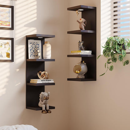 LitaEther Versatile 7 Tier Wall Shelf Unit,White Lack Wall Shelf,Display Floating Shelf with LED Remote Control Light