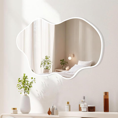 White Round Mirror 30 Inch, Circle Wall Mirrors for Bathroom, Bedroom Living Room or Entryway