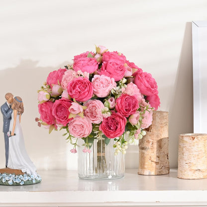 MARTINE MALL 2 Packs Peonies Artificial Flowers, Light Pink Artificial Peonies, Silk Peonies Flowers Fake Peonies Artificial Flowers Peonies Bouquet for Centerpiece Table Wedding Party Home Decor