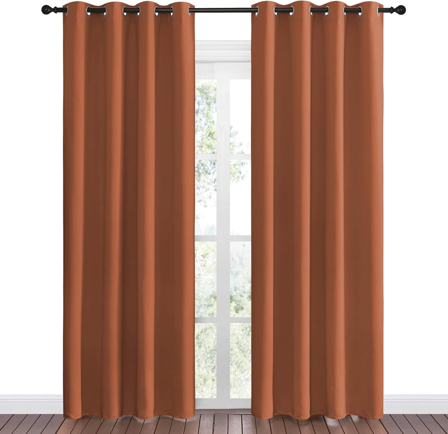 NICETOWN Halloween Pitch Black Solid Thermal Insulated Grommet Blackout Curtains/Drapes for Bedroom Window (2 Panels, 42 inches Wide by 63 inches Long, Black) - Colors B