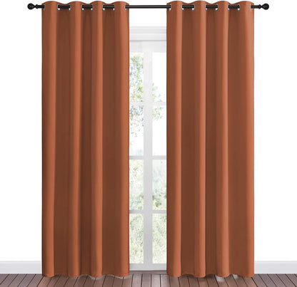 NICETOWN Halloween Pitch Black Solid Thermal Insulated Grommet Blackout Curtains/Drapes for Bedroom Window (2 Panels, 42 inches Wide by 63 inches Long, Black) - Colors B