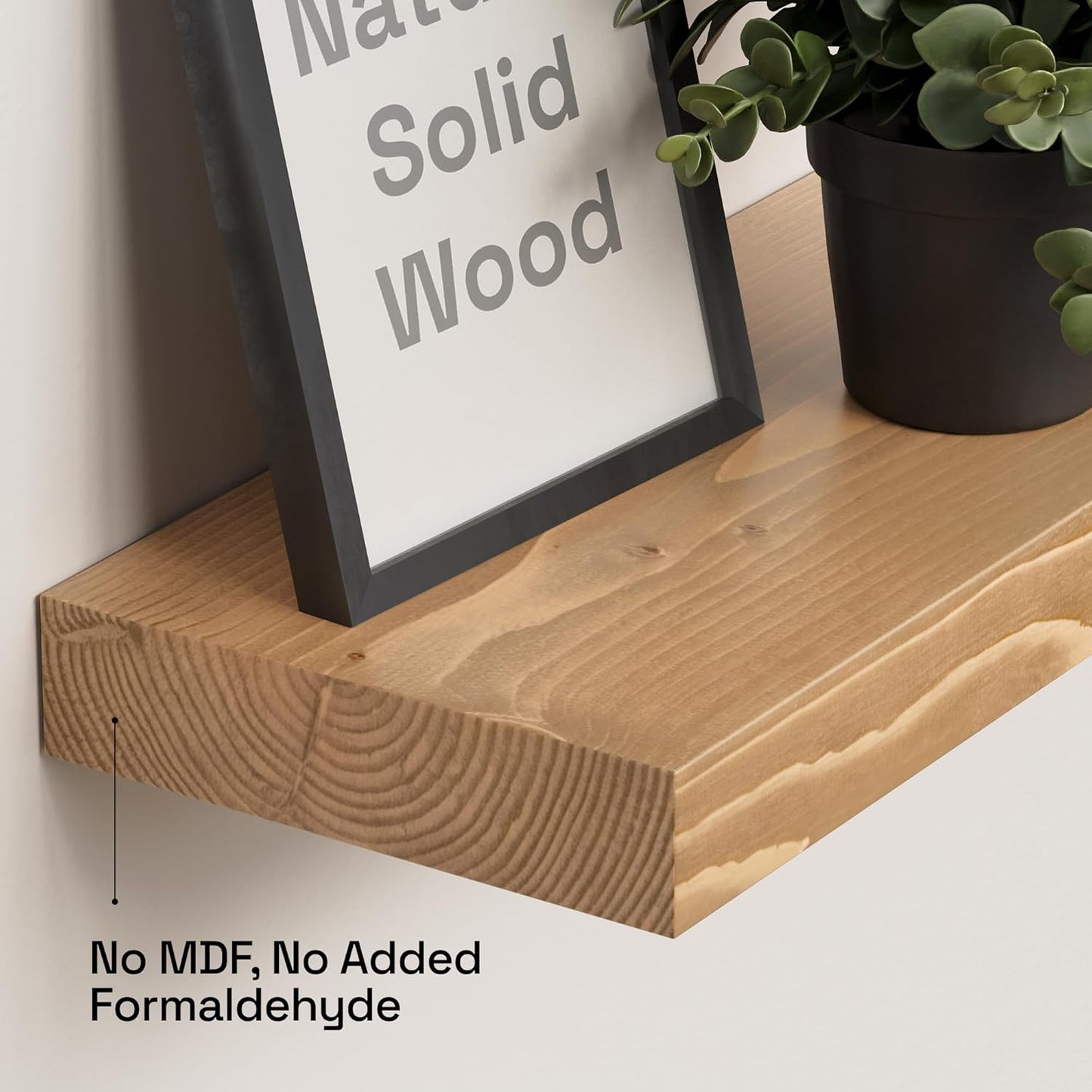 BAOBAB WORKSHOP Wood Floating Shelves for Wall Mounted, 16 inch Walnut Floating Shelf for Bathroom, Solid Wooden Wall Shelves for Kitchen Bedroom Farmhouse, Walnut Finish, 16 x 6.7, Set of 2
