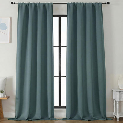 Simplebrand Ava Sage Green Blackout Curtains for Bedroom 63 Inch Length 2 Panels Set, Solid Thermal Insulated Energy Saving Rod Pocket Window Treatment Curtains Blackout Drapes, W40 x L63 Inch, Sage - Colors B