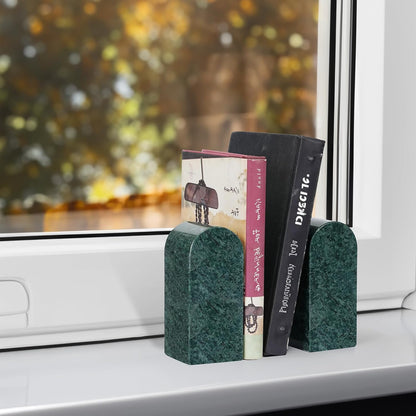 Koville African Natural Marble Bookends for Shelves, Non-Slip Book Ends, 13LBS Ultra Heavy Duty Marble Book Holder Organizer, Apartment Decor for Movies/CD/Video Games(Namib Fantasy)