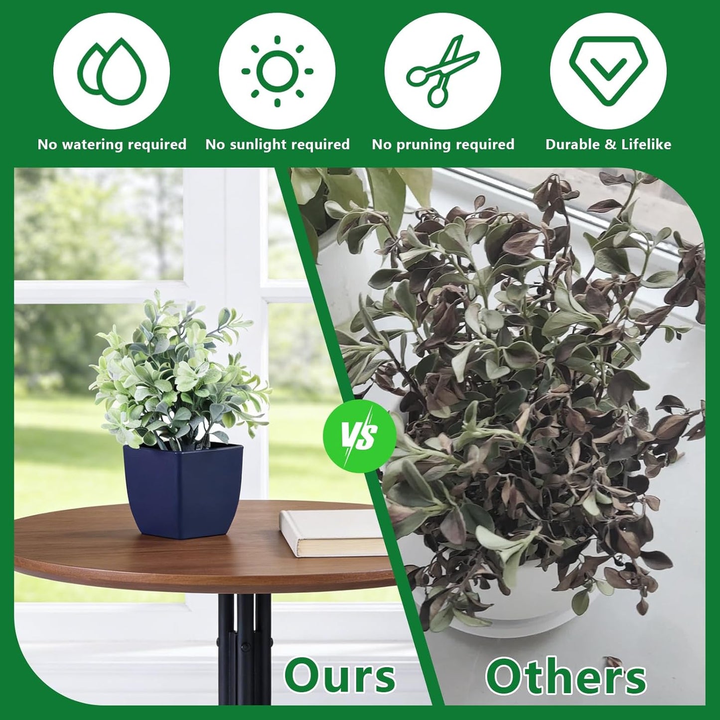 4pcs Fake Small Plants, Artificial Greenery Potted Plant for Home Office Decor, Small Faux Gray Grass Eucalyptus for Bathroom Plants Decoration, Mini Plant Potted Table Shelf Decoration